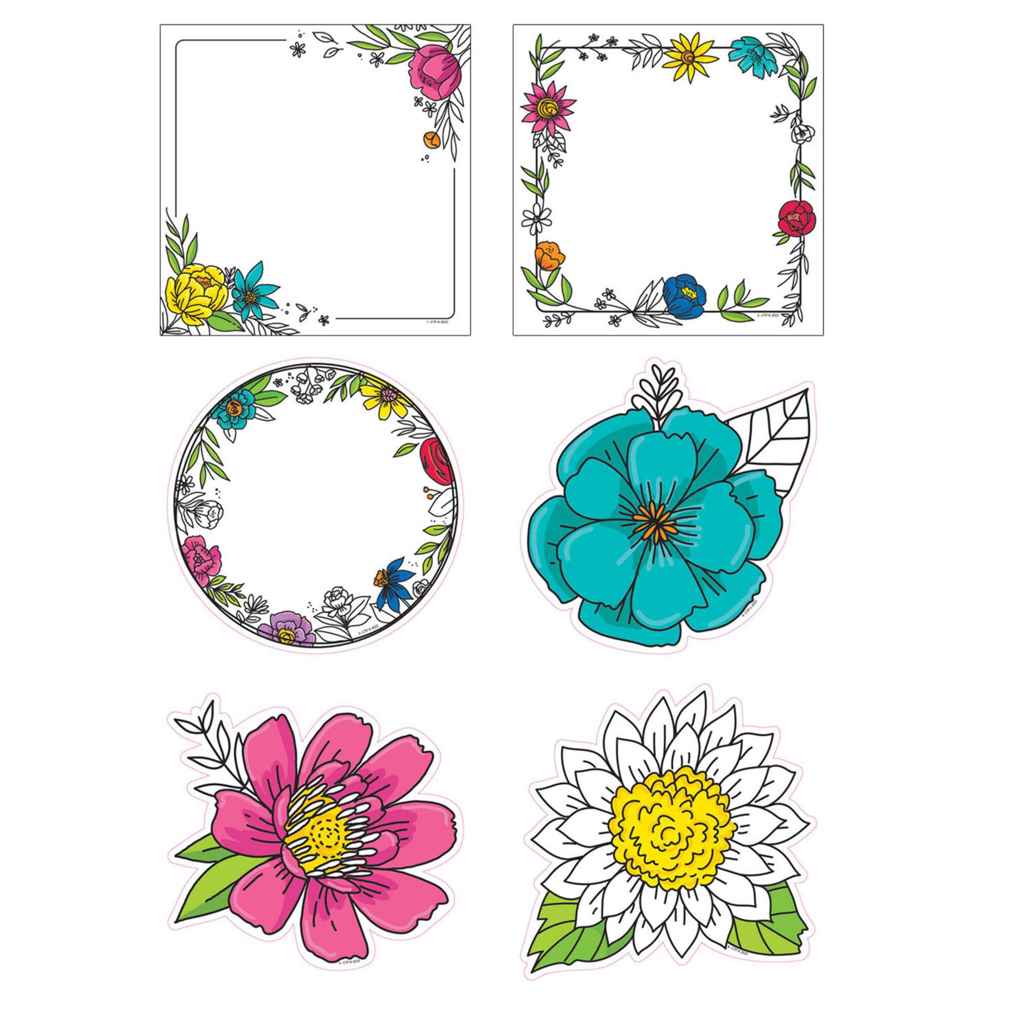 Creative Teaching Press® Bright Blooms Doodly Blooms 6" Designer Cut-Outs Set